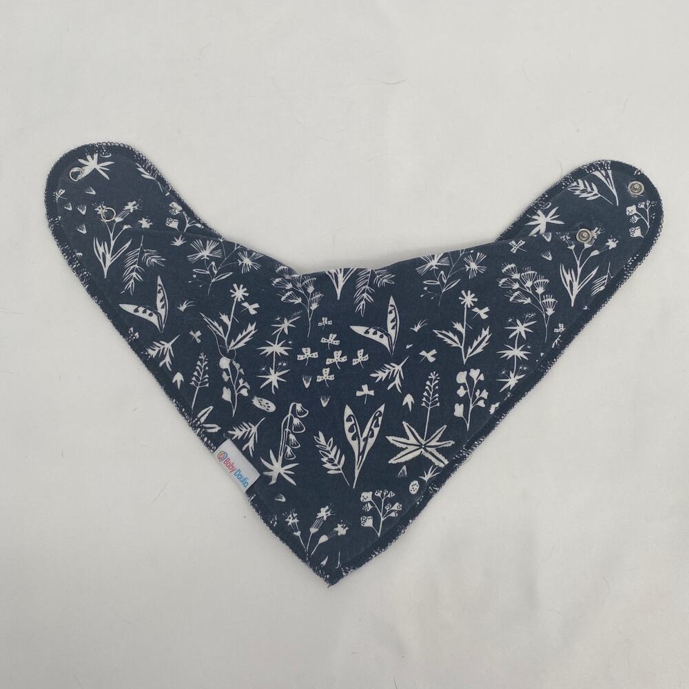 Baby Daulia Organic Cotton Bandana Bib Snap Closure Navy Blue White